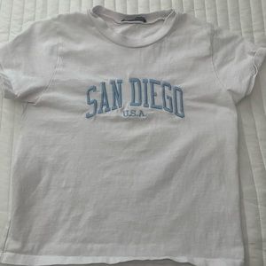 Brandy Melville San Diego Text White Shirt